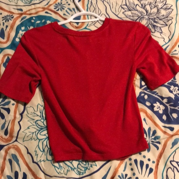 Aritzia XS Wilfred red crop top with faux front knot, stretchy and comfy! - Picture 2 of 2